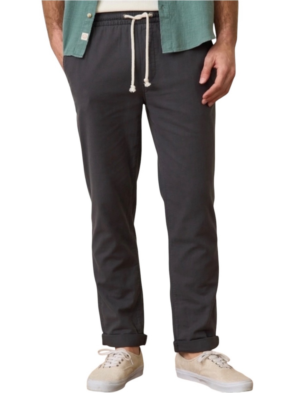 Marine Layer Saturday Slim Chino w Drawstring in Washed Black Size Med